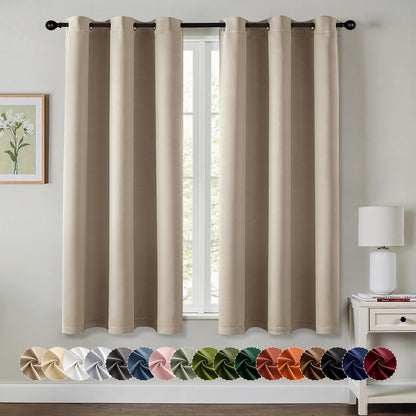 MIULEE Blackout Curtains for Bedroom 2 Panels 40 x 63 Inch Long Black