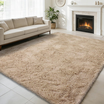 8x10 Fluffy Area Rugs for Living Room,Black Large Shag Area Rug for Bedroom