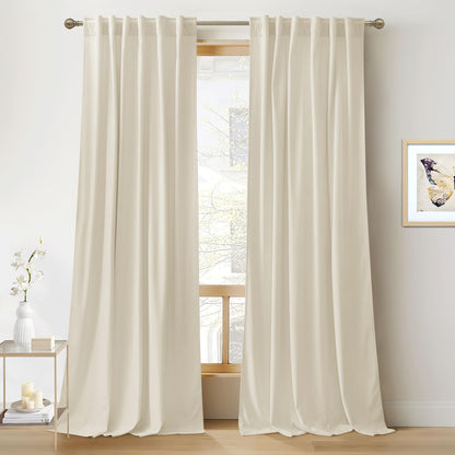 RYB HOME Blue Velvet Blackout Curtains for 84 inches Bedroom Living Room