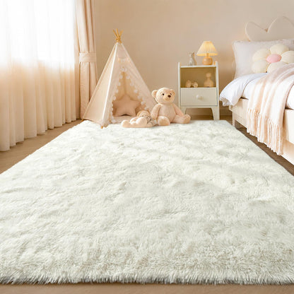 Zentavio 5x8 Area Rugs for Bedroom Fluffy Rugs for Living Room Carpet Large Fuzzy Soft Shag Aesthetic Plush High Pile Gray Throw Rug for Nursery Kids Room Dorm Waved Grey