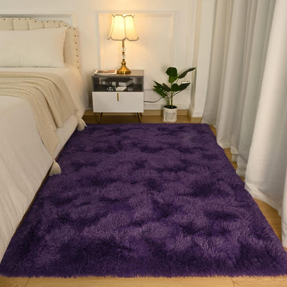 Softlife Rugs for Bedroom 4x5.3 Feet Purple Area Rug for Living Room Super Soft Shaggy Rugs for Dorm Fluffy Fuzzy Carpets Long Plush Bedside Rug Nursery Girls Boys Kids Room Home Christmas Decoration