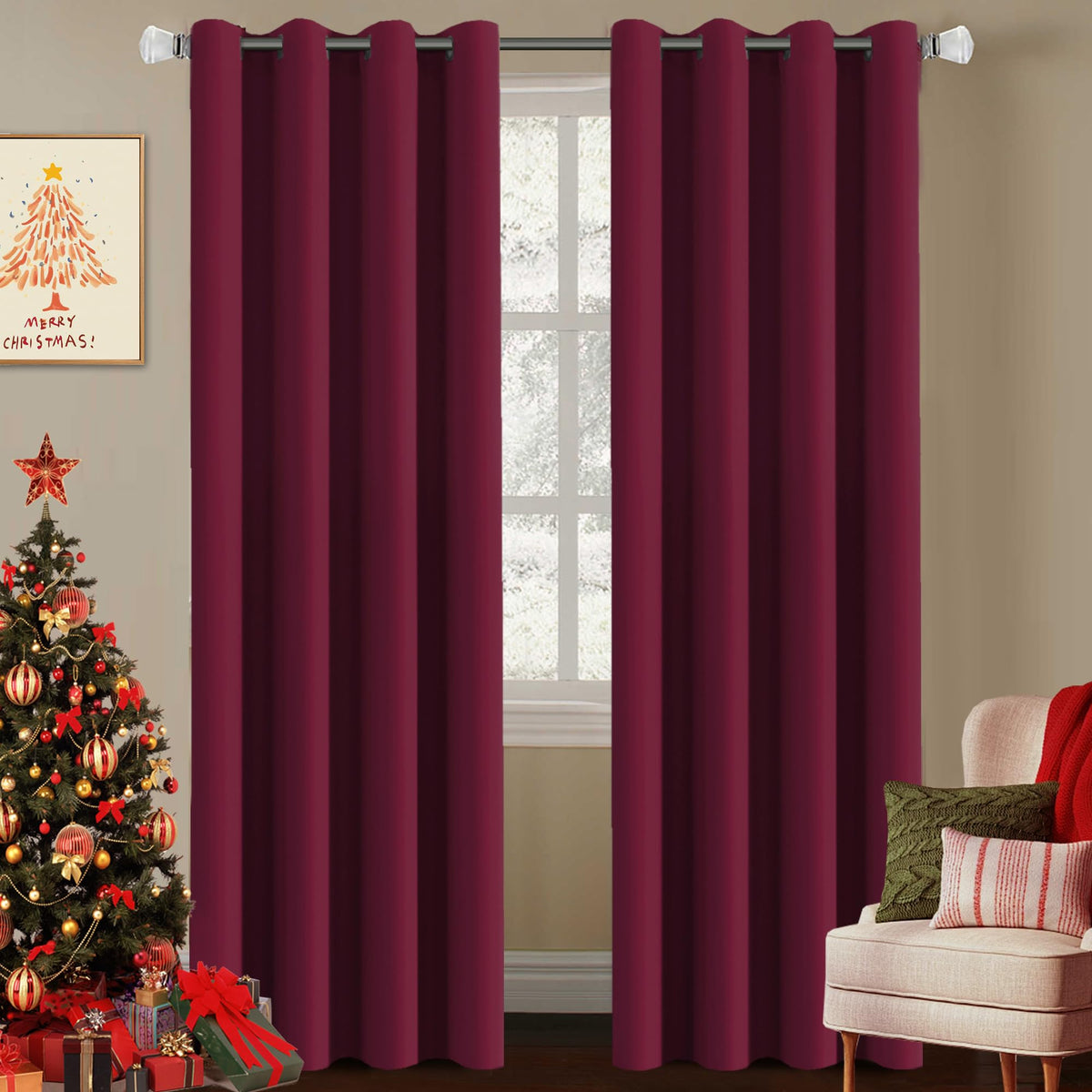 H.VERSAILTEX Blackout Curtains for Bedroom Thermal Insulated Room Darkening Living Room Curtains 63 Inch Long Grommet Privacy Protection Window Curtain Panels/Drapes for Nursery,2 Panels,Ivory/Cream