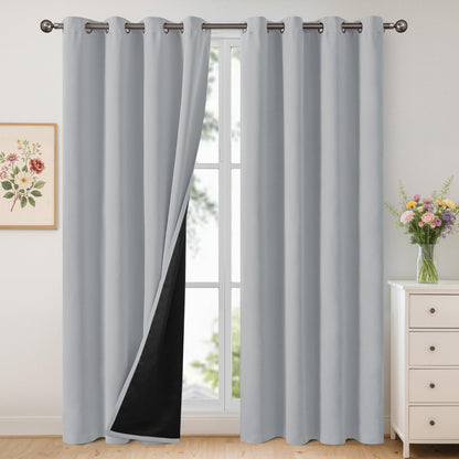 YoungsTex Black Blackout Curtains for Bedroom, Thermal Drapes Heat Blocking