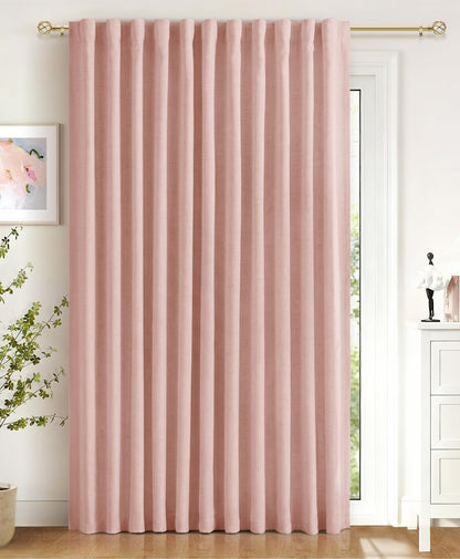 Linen Total Blackout Curtains for Bedroom Living Room 84 Inch, Cream