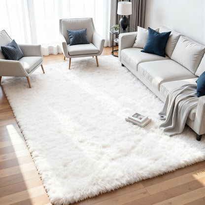 8x10 Fluffy Shag Area Rugs for Living Room Bedroom: Soft Plush Carpet Grey