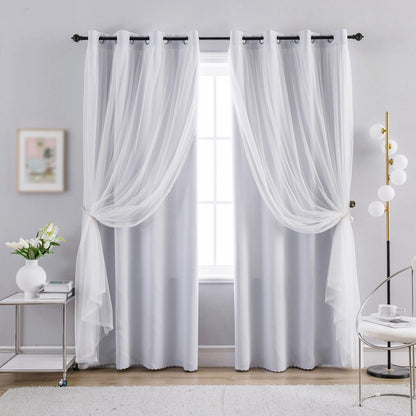 Anytime Double Layer Blackout Curtains 2 Panels，52Wx84L，Greyish White