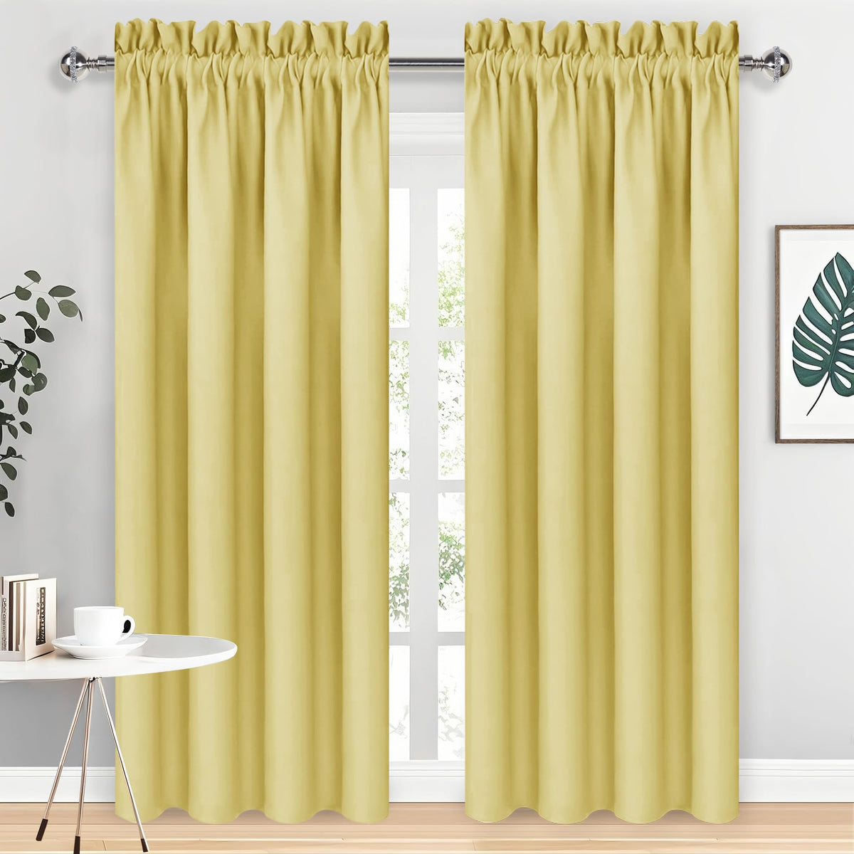 DWCN Blackout Curtains for Bedroom Living Room 42 x 63 Inch Long Black