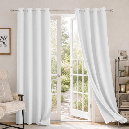 HOMEIDEAS Blackout Curtains for Bedroom 52 X 84 Inch Long 2 Panels Set Light Grey/Gray Room Darkening Curtains/Drapes, Soundproof Thermal Grommet Window Curtains for Living Room