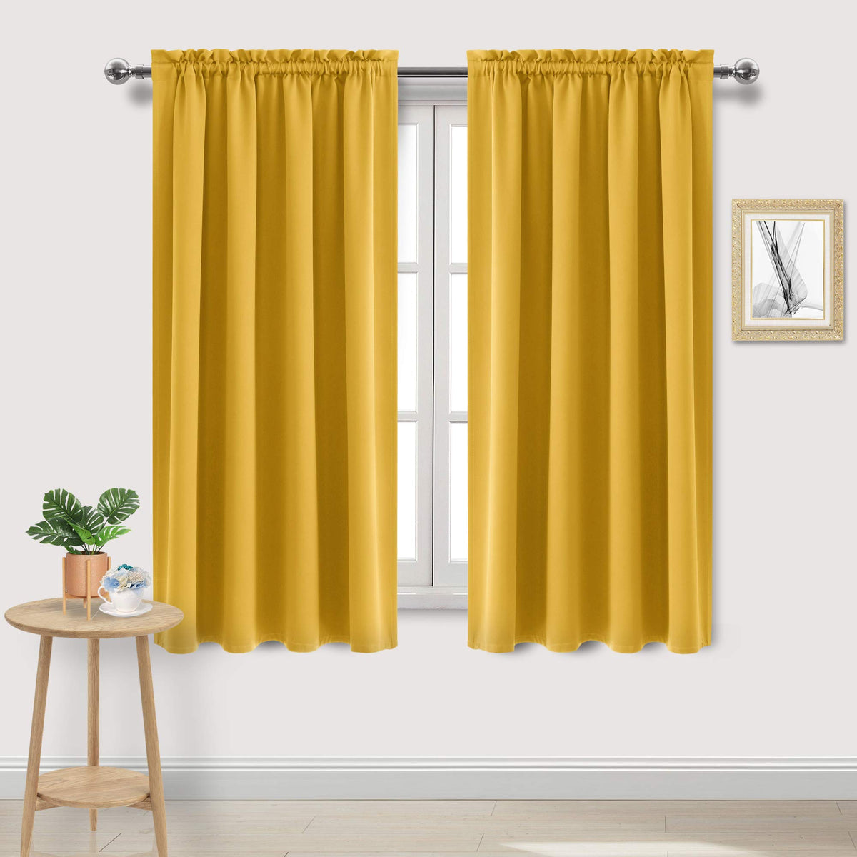 DWCN Blackout Curtains for Bedroom Living Room 42 x 63 Inch Long Black