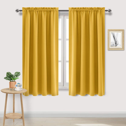 DWCN Blackout Curtains for Bedroom Living Room 42 x 63 Inch Long Black