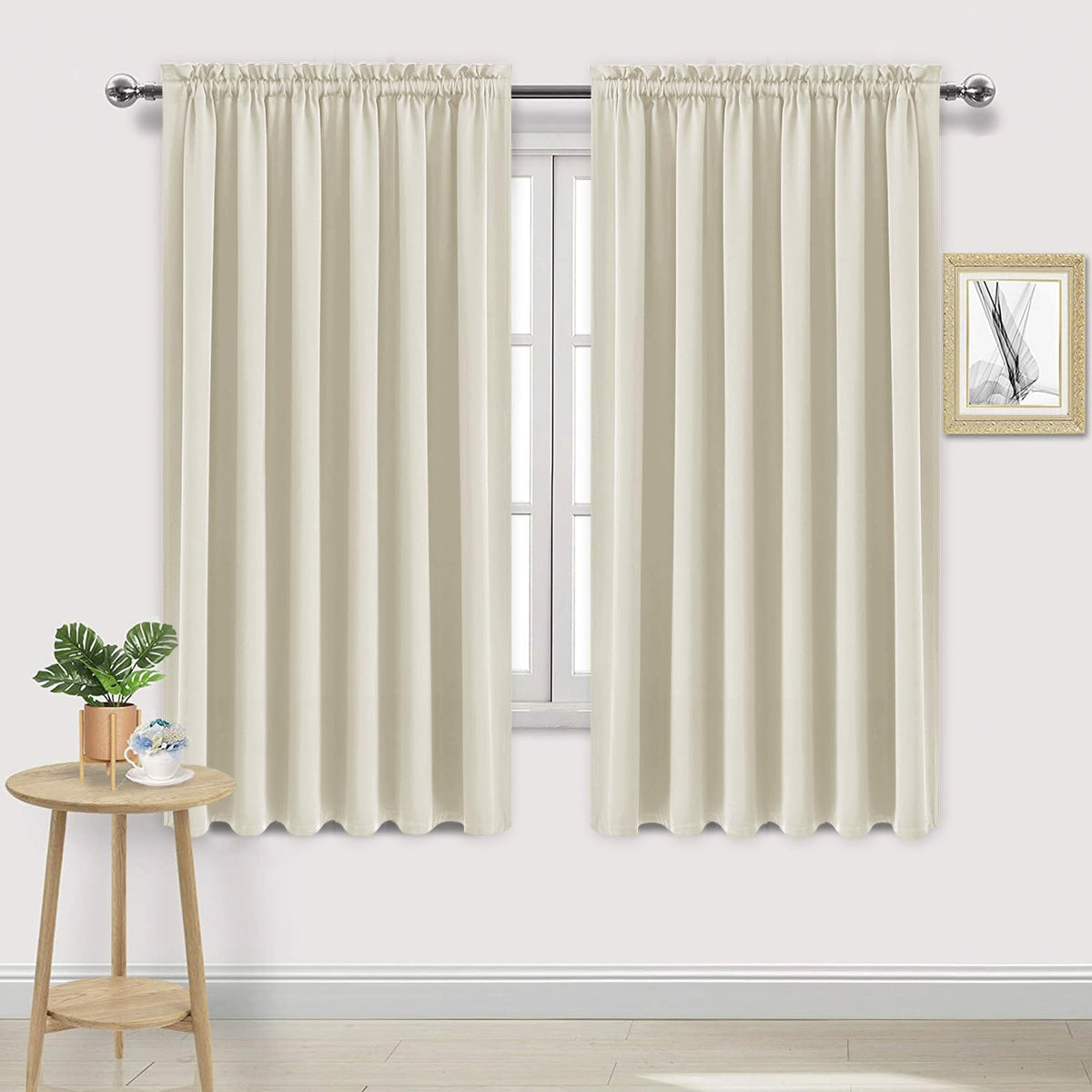 DWCN Blackout Curtains for Bedroom Living Room 42 x 63 Inch Long Black
