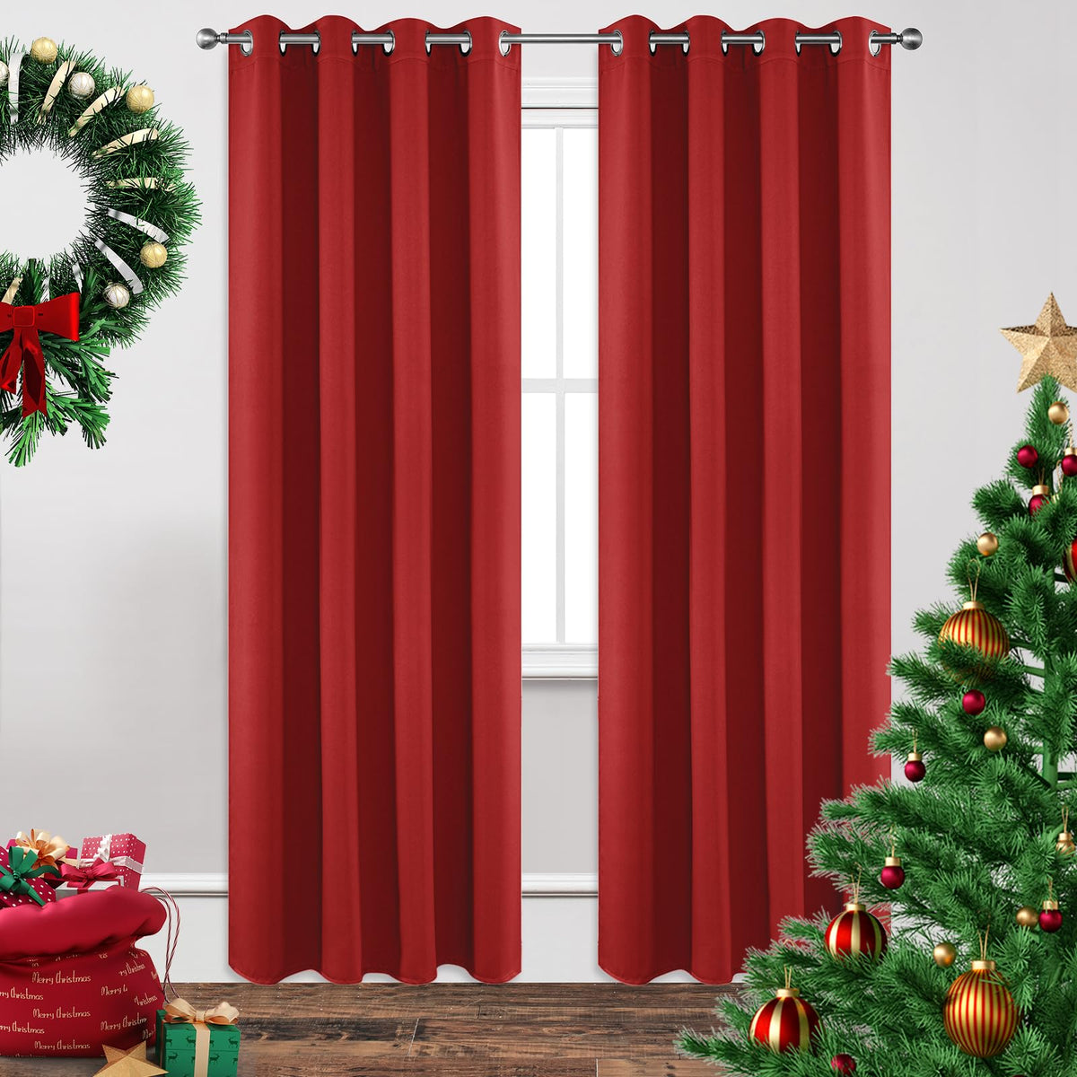 Joydeco Blackout Curtains for Bedroom 84 Inch - Black Out Curtains with Grommets Thermal Insulated Room Darkening Light Blocking, Noise Reducing & Wrinkle-Free Drapes for Living Room Windows, 2 Panels