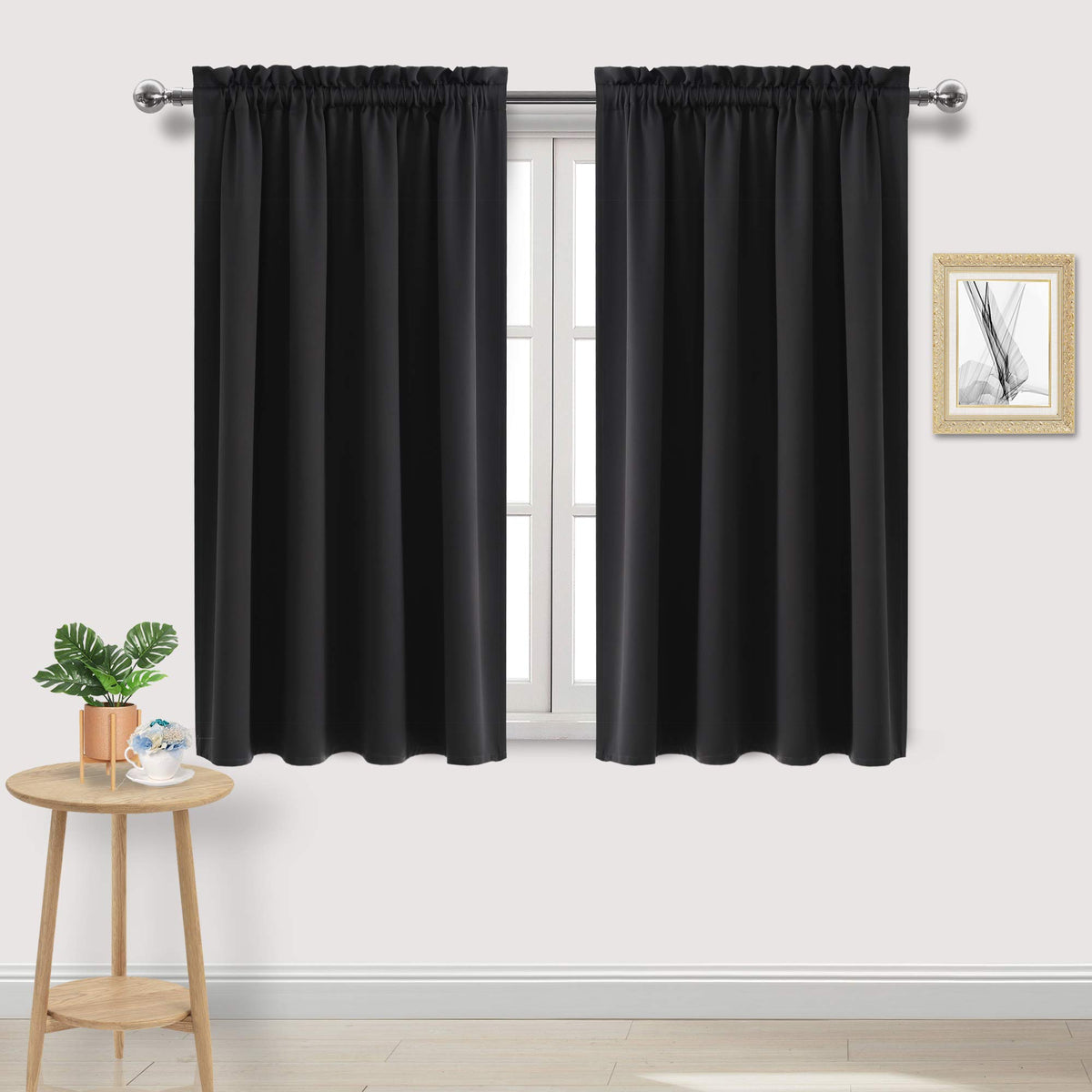 DWCN Blackout Curtains for Bedroom Living Room 42 x 63 Inch Long Black