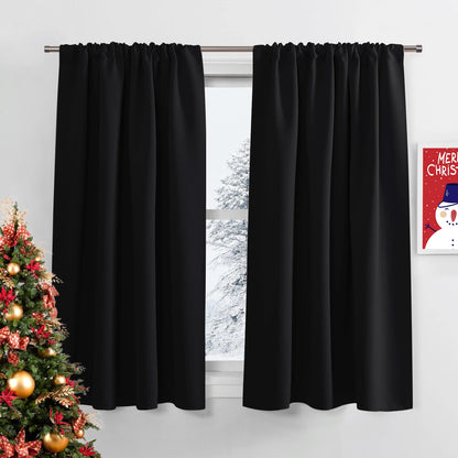 PONY DANCE Black Out Curtains 72 inch Long, Black, 2 Panels