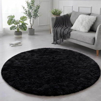 Amdrebio Pink Circle Round Fluffy Area Rug 4Ft for Girls Bedroom Kids Room