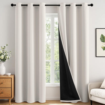 MIULEE Cream 100% Blackout Curtains for Bedroom 40x63 Inch Long
