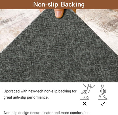 famibay 5x8 Area Rug, Abstract Washable Rugs for Living Room Low Pile Neutral Area Rug for Bedroom Aesthetic Non Slip Rubber Backed Carpet Rugs for Living Room Bedroom Dining Room(Beige/Camel)