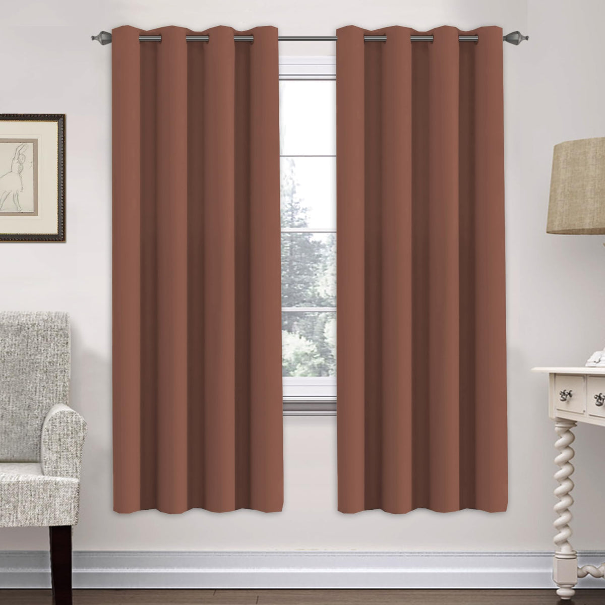 H.VERSAILTEX Blackout Curtains for Bedroom Thermal Insulated Room Darkening Living Room Curtains 63 Inch Long Grommet Privacy Protection Window Curtain Panels/Drapes for Nursery,2 Panels,Ivory/Cream