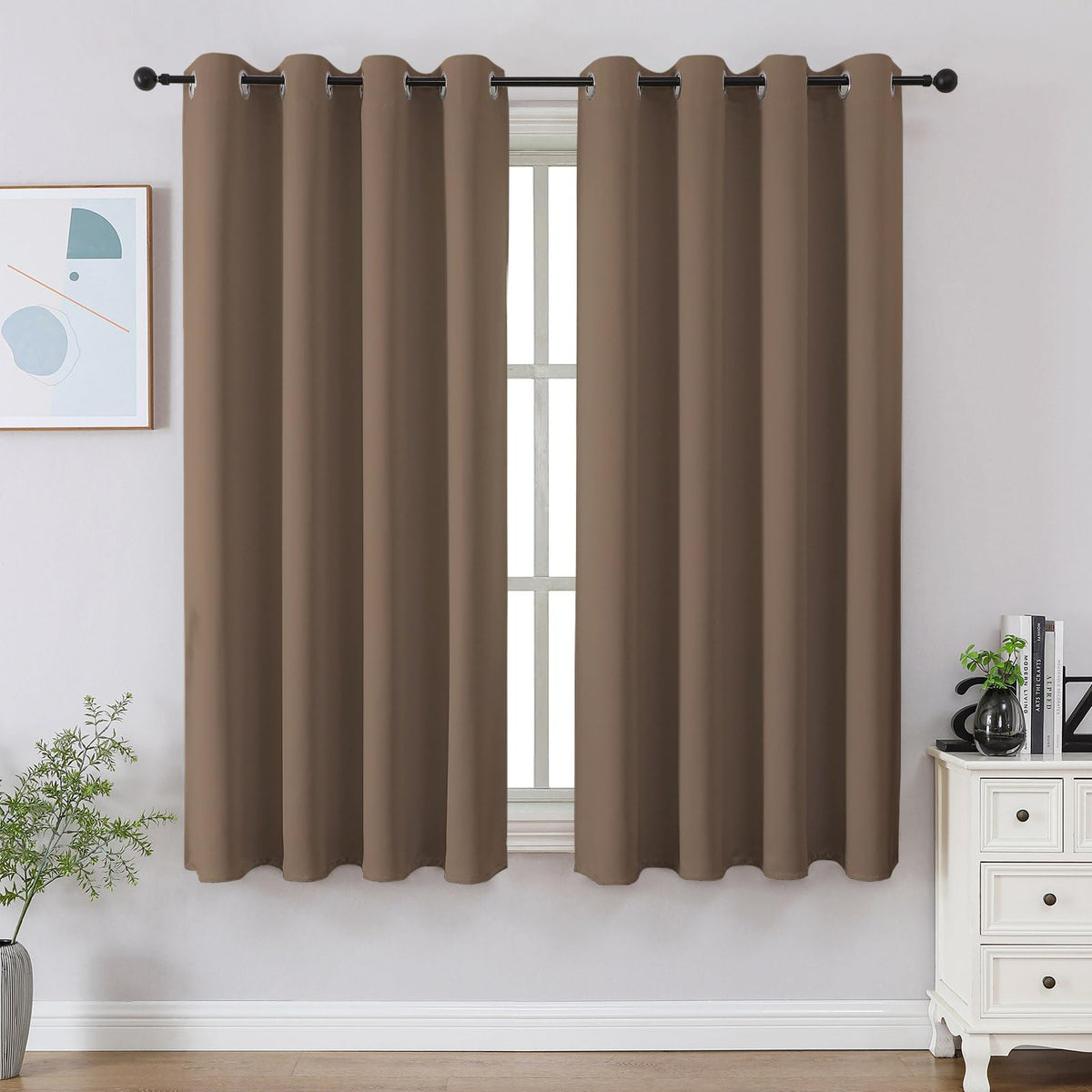 CUCRAF Beige Blackout Curtains 84 inch Length 2 Panels Set, Room Darkening Drapes for Living Room Bedroom, Thermal Insulated Light Blocking Grommet Window Curtain (W52 x L84 Inch)