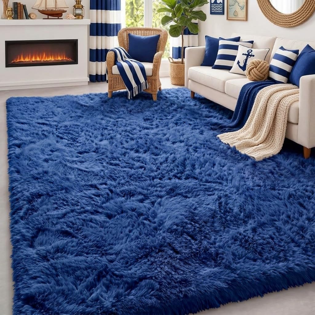 Fluffy Grey Rug for Bedroom 4x6, Modern Area Rugs for Kids Room Living Room