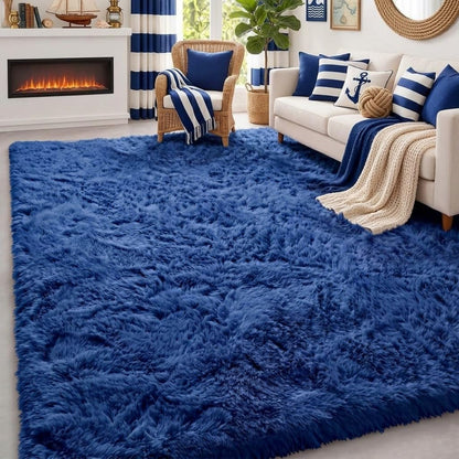 Fluffy Grey Rug for Bedroom 4x6, Modern Area Rugs for Kids Room Living Room