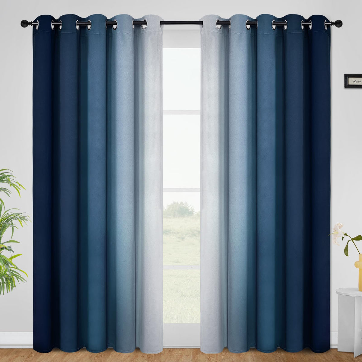 COSVIYA Grommet Room Darkening Ombre Purple Curtains W52xL63 inch