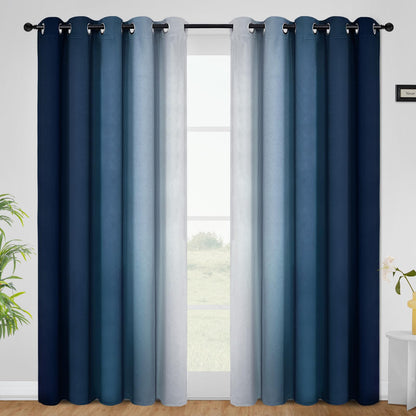 COSVIYA Grommet Room Darkening Ombre Purple Curtains W52xL63 inch