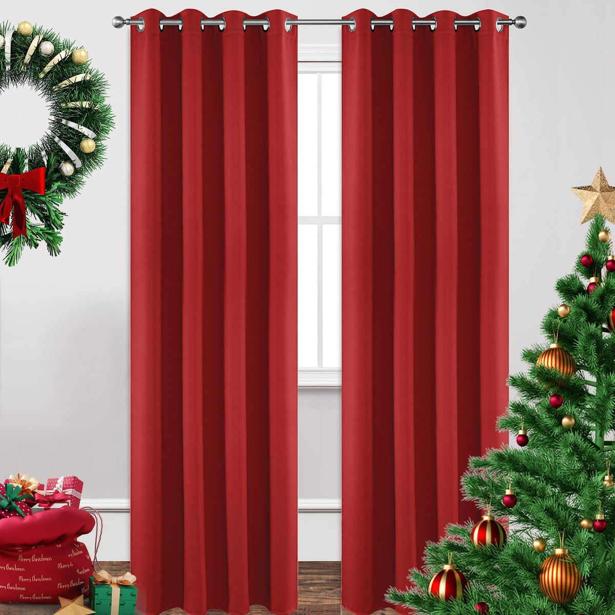 Joydeco Blackout Curtains for Bedroom 84 Inch - Black Out Curtains with Grommets Thermal Insulated Room Darkening Light Blocking, Noise Reducing & Wrinkle-Free Drapes for Living Room Windows, 2 Panels