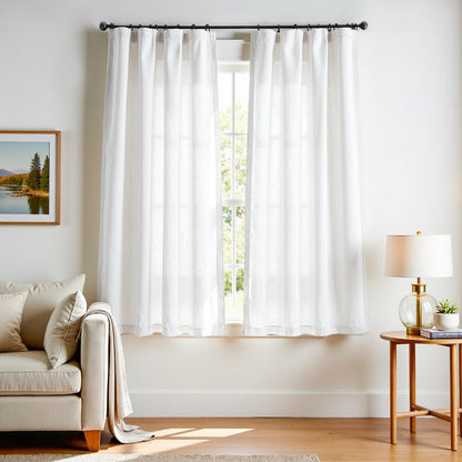 jinchan Linen Curtains Light Filtering Back Tab 50x96 Inch 2 Panels Beige