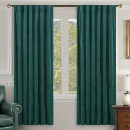 LAMIT Olive Green Velvet Curtains 84 Inch Length for Living Room, 2 Panels