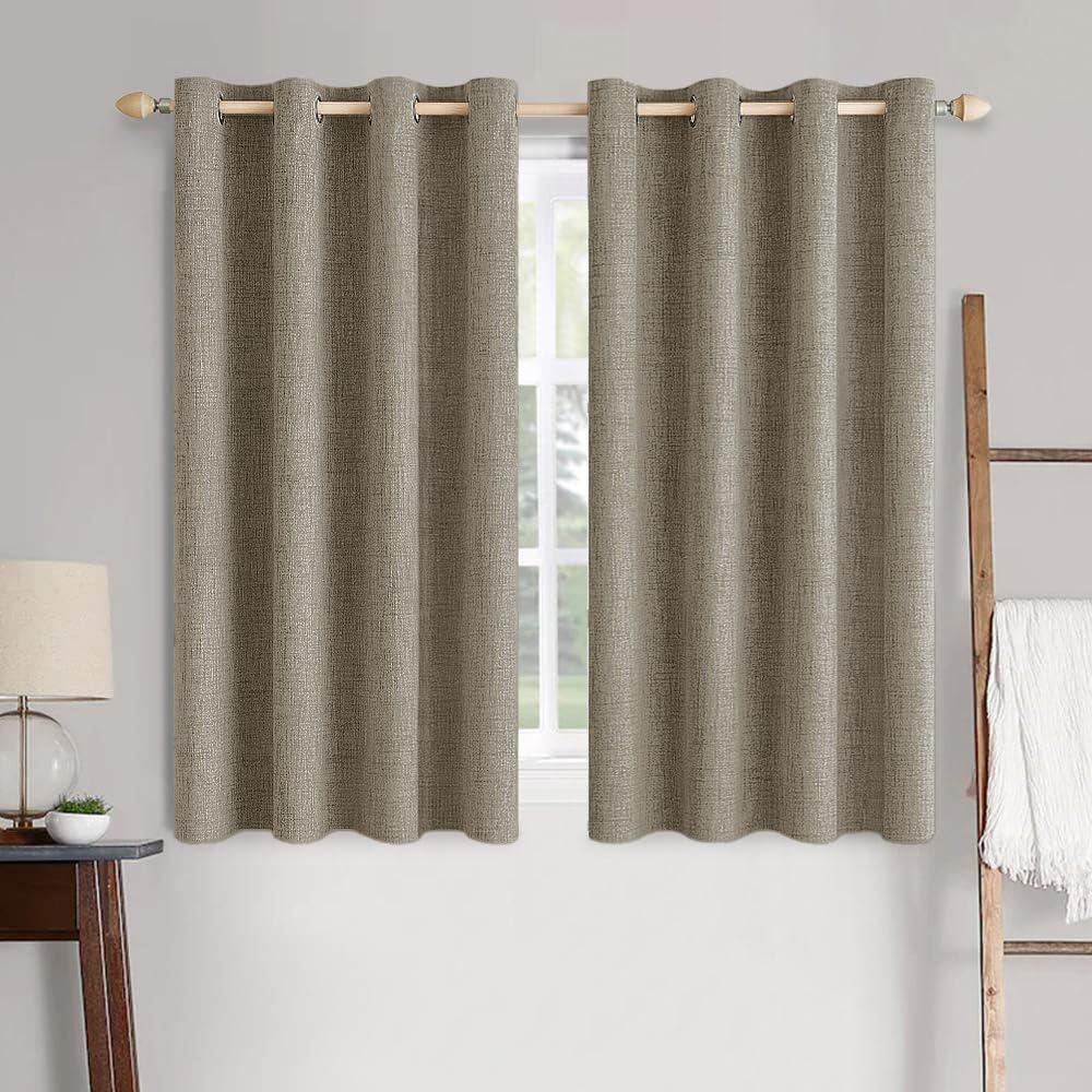 MIULEE 100% Blackout Linen Curtains for Bedroom 52x84 Inches Natural Beige