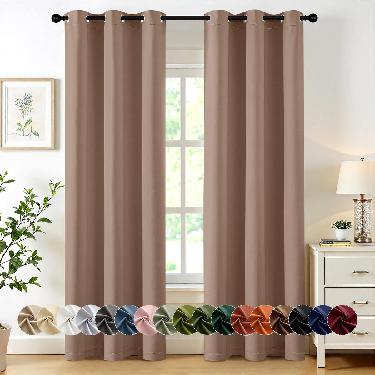 MIULEE Blackout Curtains for Bedroom 2 Panels 40 x 63 Inch Long Black