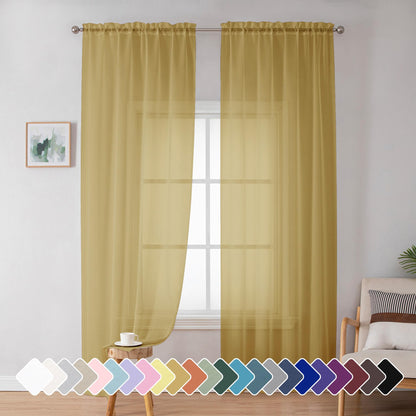 Simplebrand Black Sheer Curtains 84 Inches Long 2 Panels for Living Room