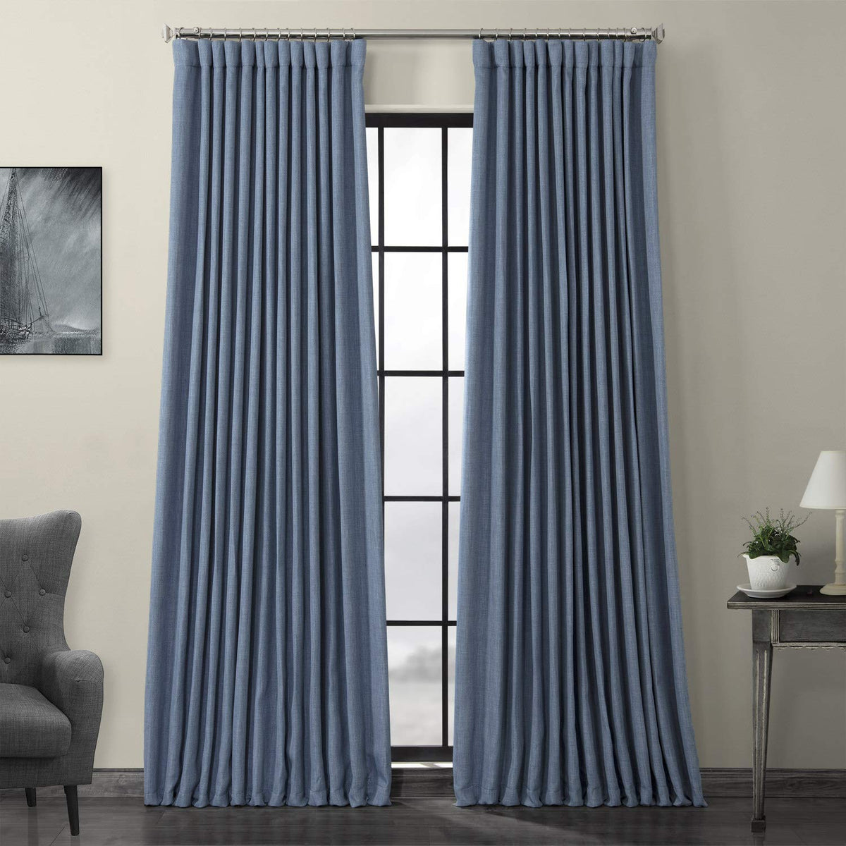 Faux Linen Curtains for Living Room (1 Panel) - 50W X 108L, Birch Taupe
