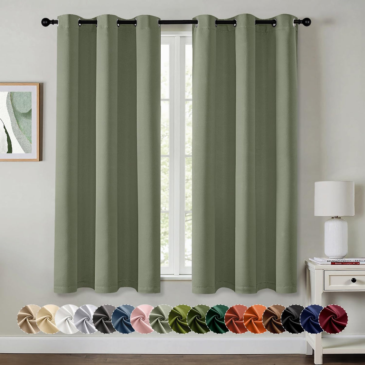 MIULEE Blackout Curtains for Bedroom 2 Panels 40 x 63 Inch Long Black