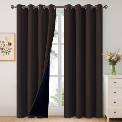 YoungsTex Black Blackout Curtains for Bedroom, Thermal Drapes Heat Blocking