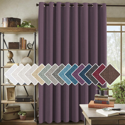H.VERSAILTEX Linen Blackout Curtain 84 Inches Long for Bedroom/Living Room Thermal Insulated Grommet Linen Look Curtain Drapes Primitive Textured Burlap Effect Window Drapes 1 Panel - Heather Ivory