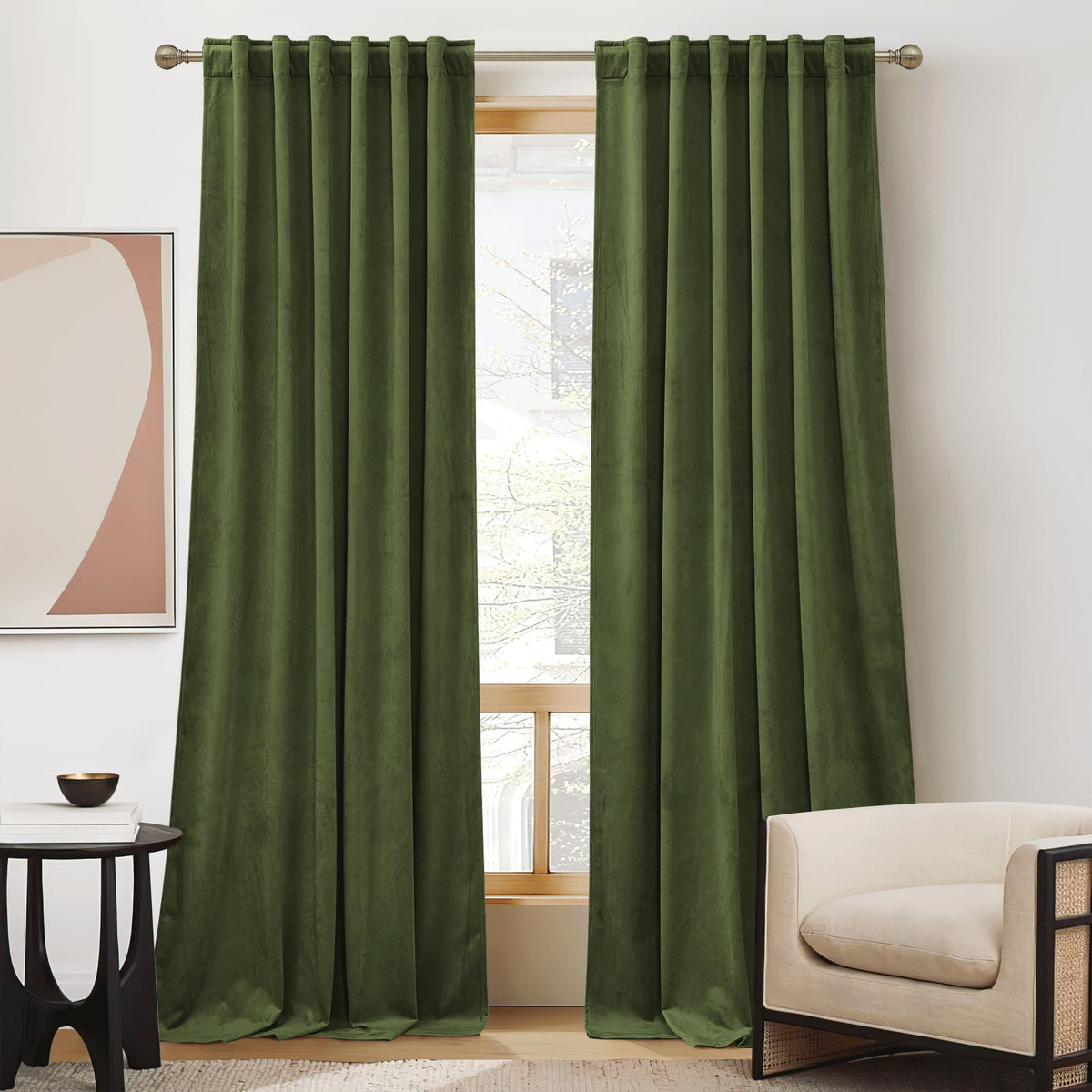 RYB HOME Blue Velvet Blackout Curtains for 84 inches Bedroom Living Room