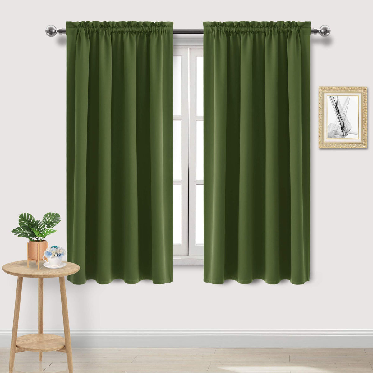 DWCN Blackout Curtains for Bedroom Living Room 42 x 63 Inch Long Black