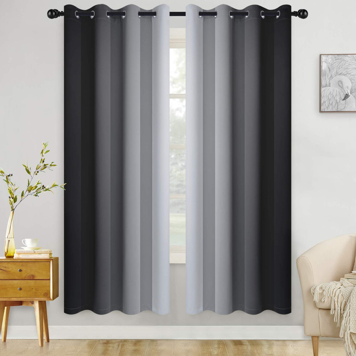 COSVIYA Grommet Room Darkening Ombre Purple Curtains W52xL63 inch