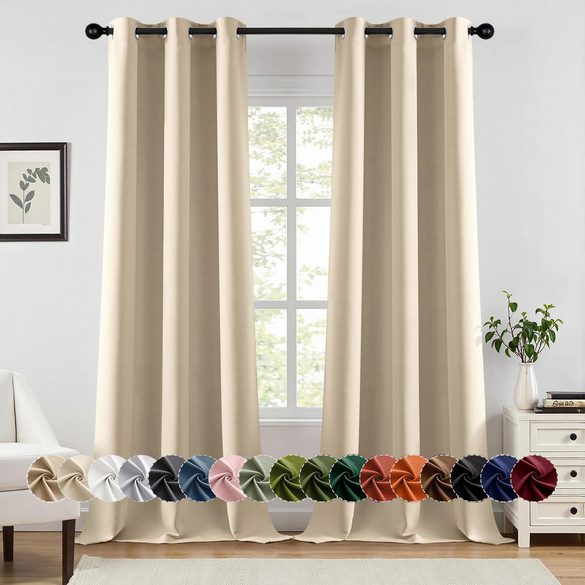 MIULEE Blackout Curtains for Bedroom 2 Panels 40 x 63 Inch Long Dark Grey