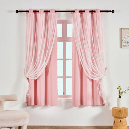 Anytime Double Layer Blackout Curtains 2 Panels，52Wx84L，Greyish White
