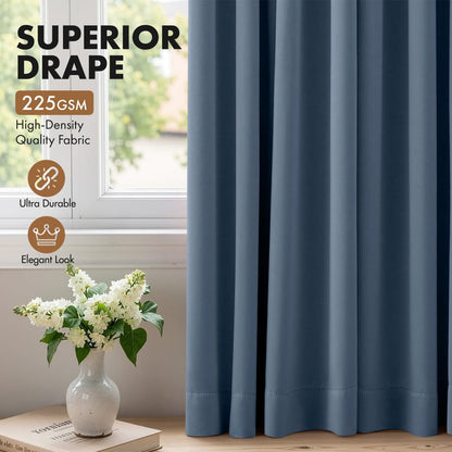 MIULEE Stone Blue Blackout Curtains for Bedroom Living Room 40"x63" 2 Panel