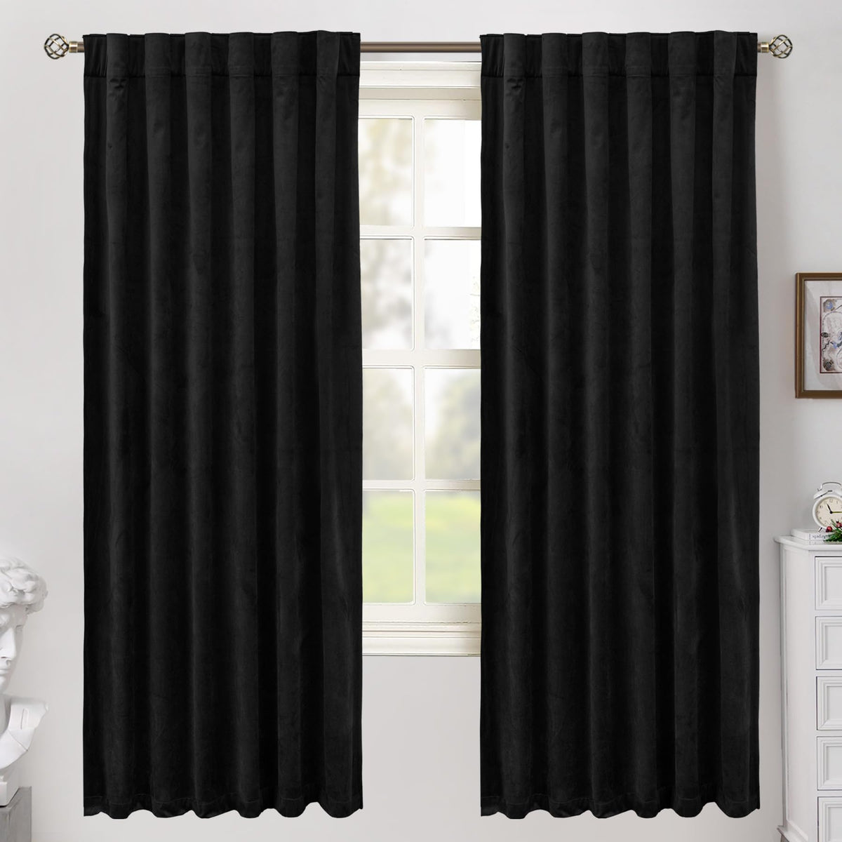 BGment Olive Green Velvet Blackout Curtains 52 x 84 Inch Length, 2 Panels