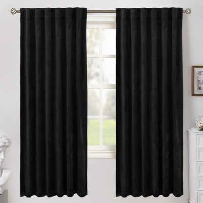 BGment Olive Green Velvet Blackout Curtains 52 x 84 Inch Length, 2 Panels