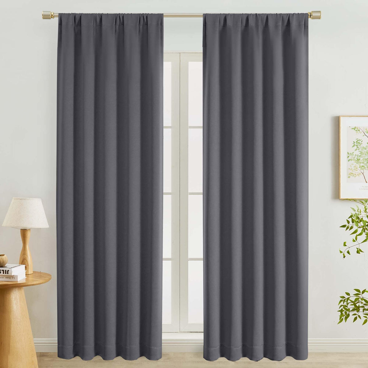Lecloud Sage Green Room Darkening Curtains 54 Inch Length 2 Panels, Window Curtains for Bedroom, Energy Thermal Insulating Rod Pocket Curtain Drapes for Small Window, 40" W x 54" L