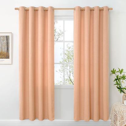 BGment Oatmeal Linen Curtains 84 Inch Length 2 Panels Set for Living Room
