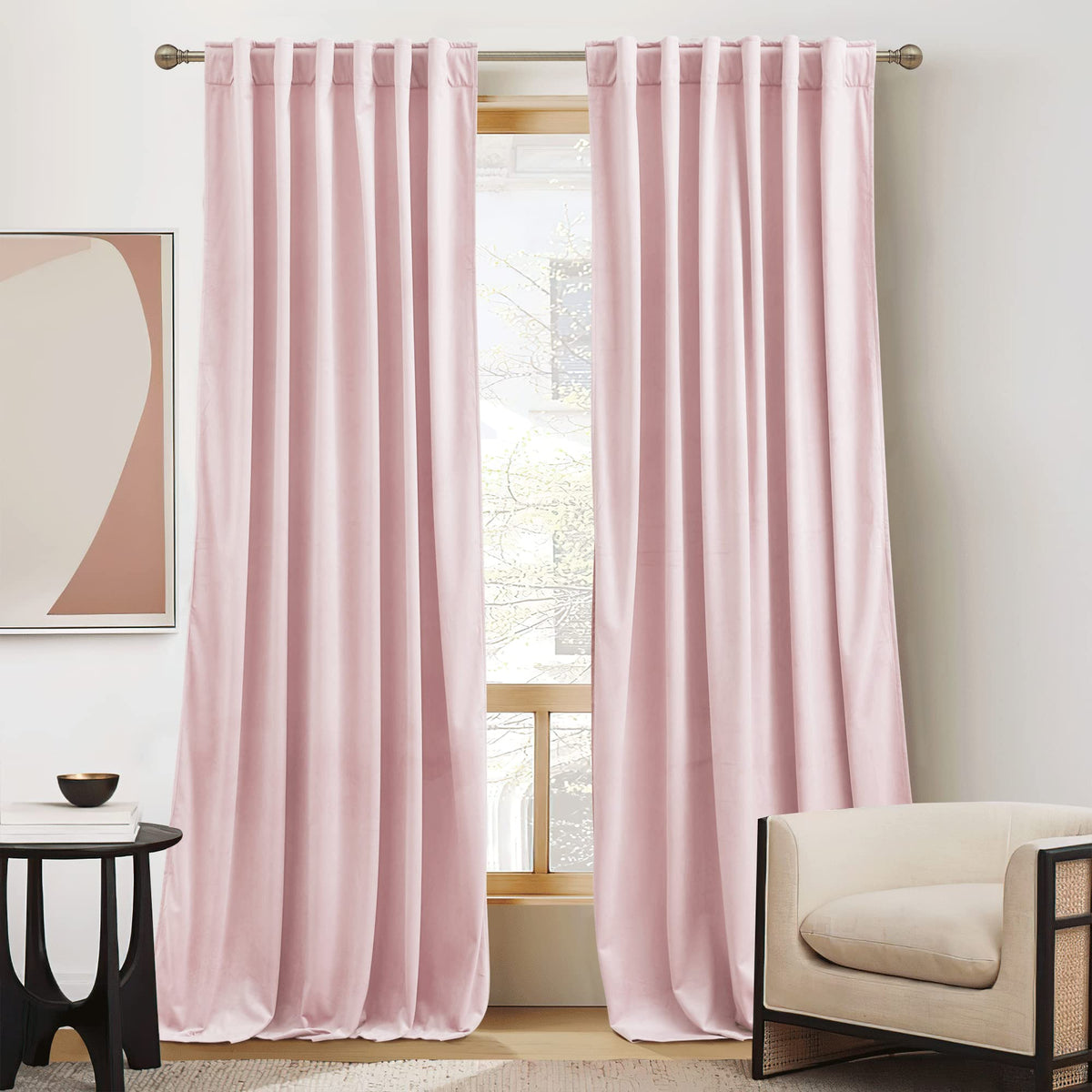 RYB HOME Blue Velvet Blackout Curtains for 84 inches Bedroom Living Room