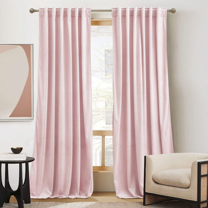 RYB HOME Blue Velvet Blackout Curtains for 84 inches Bedroom Living Room