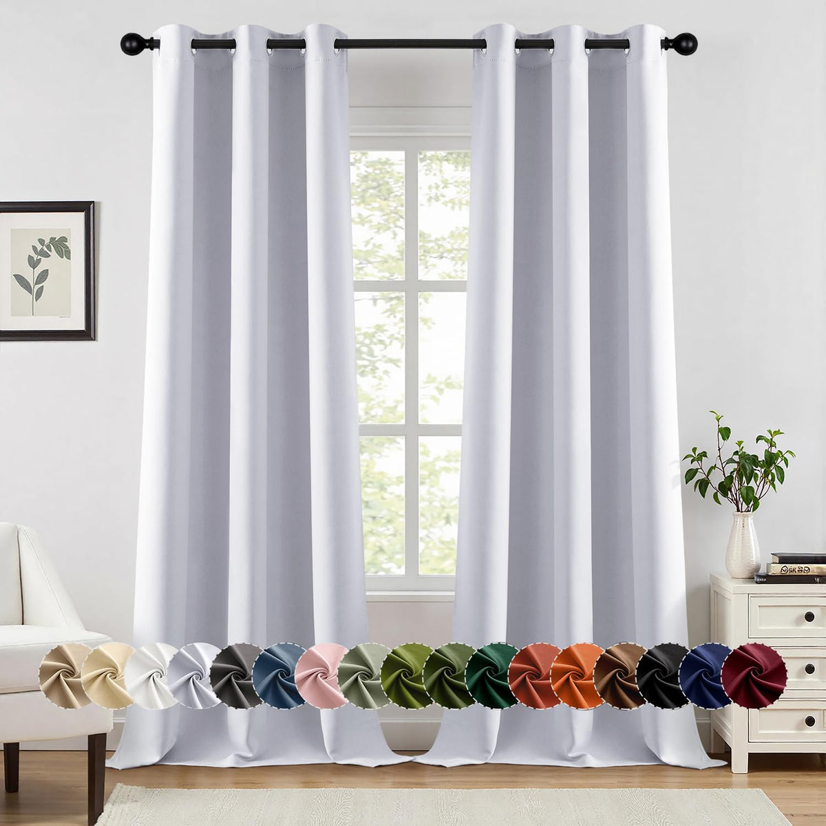 MIULEE Blackout Curtains for Bedroom 2 Panels 40 x 63 Inch Long Dark Grey